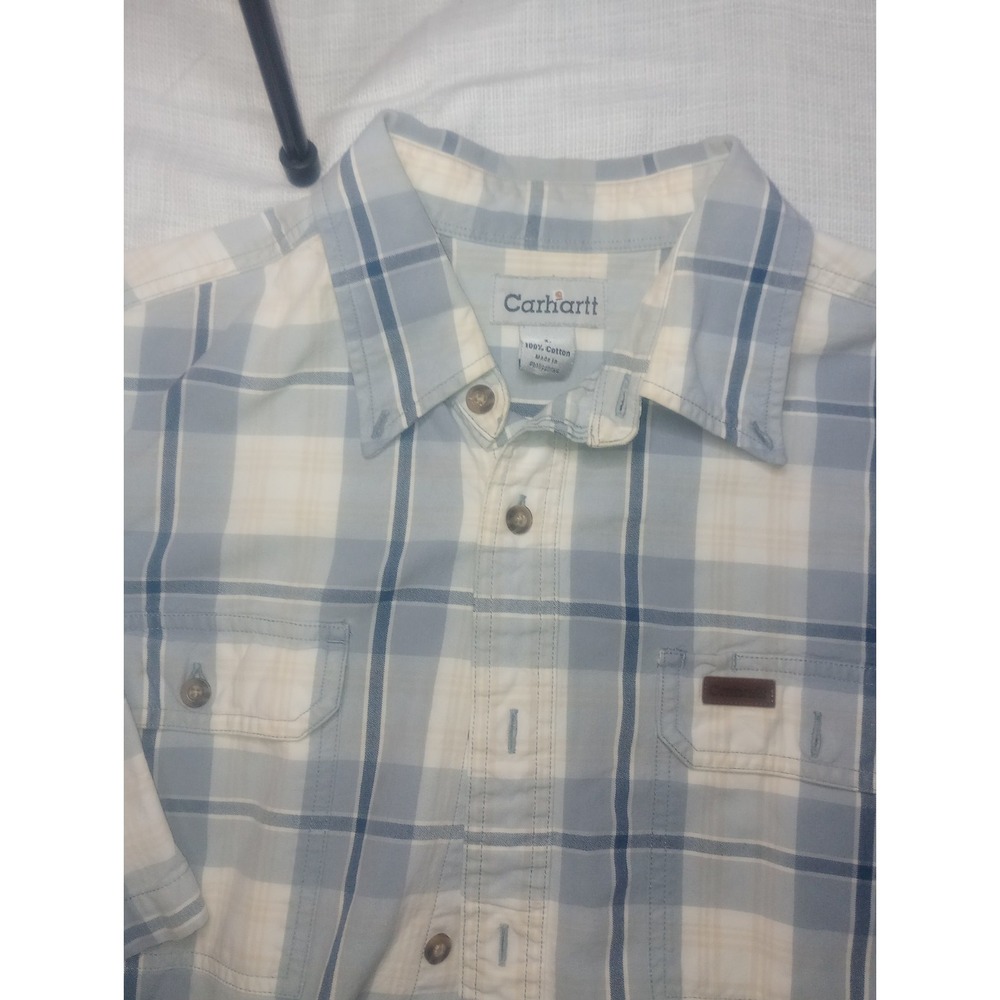 Carhartt Blue Plaid Short Sleeve‎ Button Up Large S134BLU